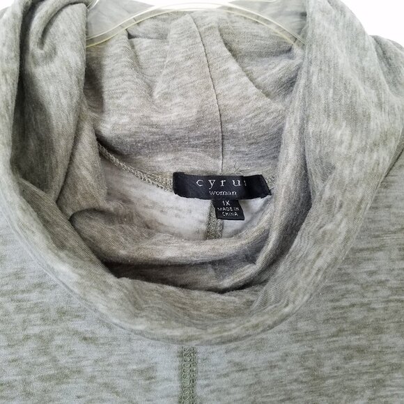 Cyrus Cow Neck Long Sleeve Burnout Blouse 1X - Picture 2 of 8